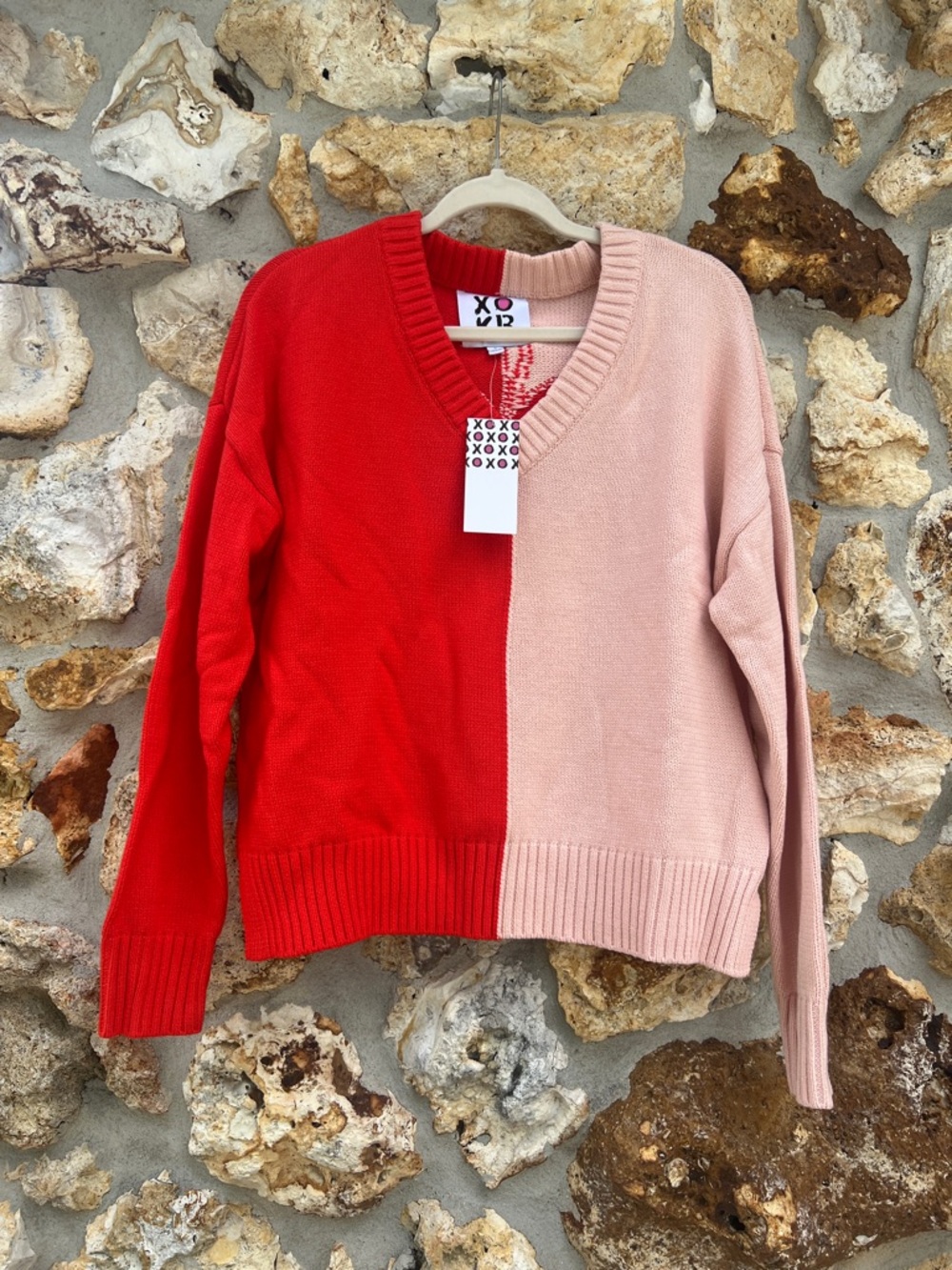XOKR Kerri Rosenthal Red Pink Heart Sweater Size s NWT